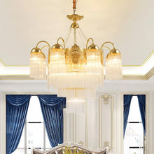 Load image into Gallery viewer, Dining Room Copper Pendant Lamp Led Crystal Brass Chandeliers