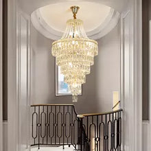 Lade das Bild in den Galerie-Viewer, Modern Luxury Multi-layer K9 Crystal Pendant Light Villa Hotel Lobby Project Large Round Chandelier Light