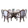 Cargar imagen en el visor de la galería, luxury antique European style round white marble top dining table set 6 chairs dining table set