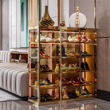 Load image into Gallery viewer, Luxury Large Capacity Storage Shoe Rack Tempered Glass Shoe Cabinet Home Furniture