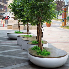 Load image into Gallery viewer, Fiberglass Seating Bench & flowerpot treepot FRP wooden lounge chair and sofas furniture with treepot flowerpot