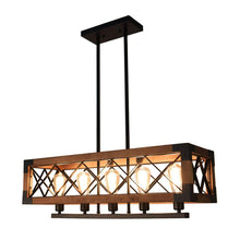 Load image into Gallery viewer, Retro light wooden pendant lamp industrial black metal loft lamps home farmhouse bedroom corrior chandelier lightings