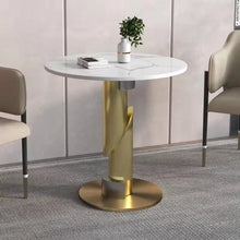 Cargar imagen en el visor de la galería, Modern Side Table Gold plated coffee table cafe lounge high table with marble top and stainless steel base