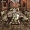 Load image into Gallery viewer, European Style Rococo Dinning Sets Best Price White Dining Table And Chairs Marble Top Solid Wood Center Table Set