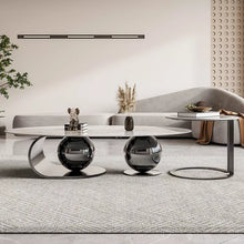 Load image into Gallery viewer, Italian Marble and Stainless Steel living room stainless steel designer oval marble combination coffee table