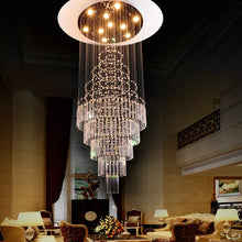 Load image into Gallery viewer, luxury hotel lobby lighting beaded chandelier samples staircase crystal light long chandelier for villa high ceiling entryway