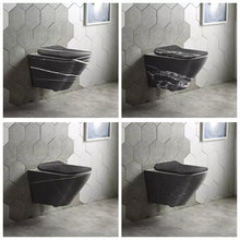 Load image into Gallery viewer, toilet bowl siphon 300mm roughning inn electroplated porcelaine ceramic toilet dual flush rimless wall mounted luxury highend high quality white modern gold black blue pink toilet water closet toilet fixture sanitary ware flush toilet sensor commode potty smart modern egg shape toilet seat