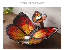 Load image into Gallery viewer, Table Top Butterfly Set Wash Basin Sink Countertop Blue with Faucet