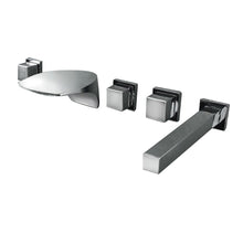 Cargar imagen en el visor de la galería, Bathroom wall mount Widespraed 5pcs LED Light Waterfall tap Spout Bathtub Faucet with Hand Shower