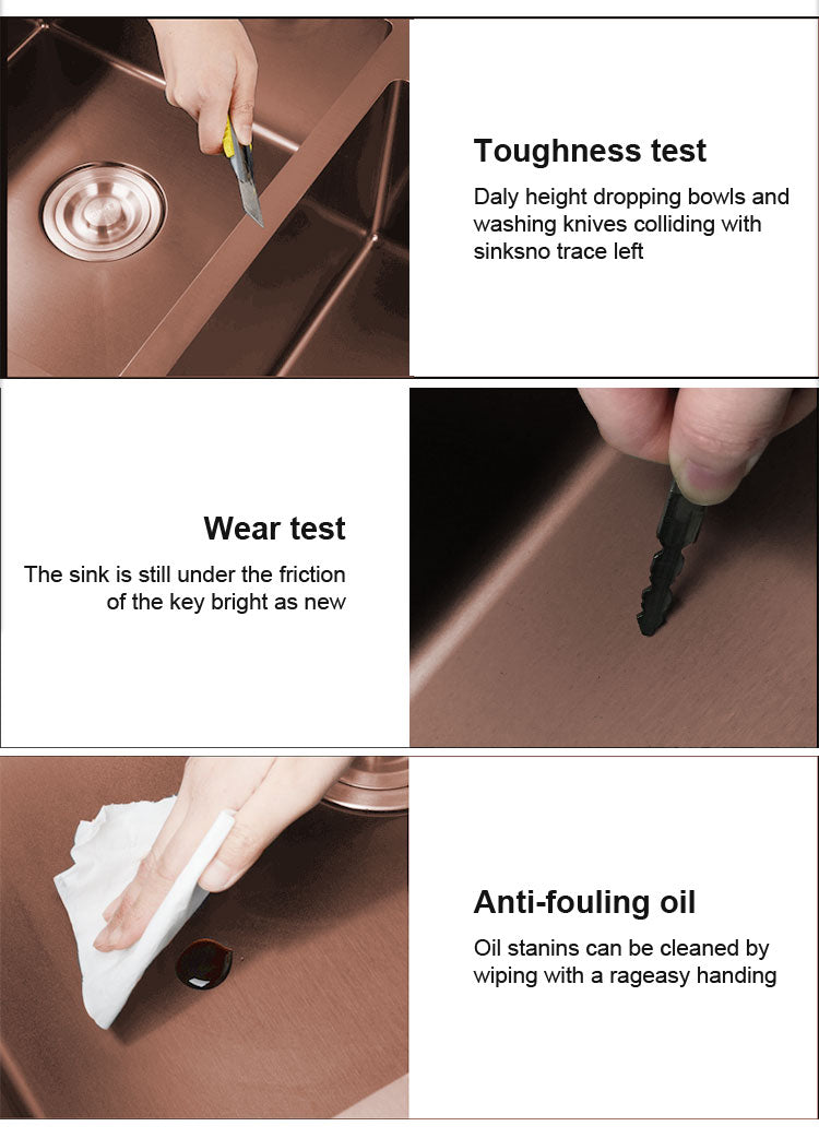 304 Rose Gold Sink for Bar or Kitchen Handmade Rectangular Used Undermount Kitchen Sinks Stainless-steel Sink