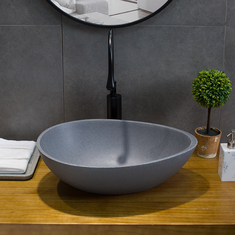 European style counter top sink concrete sandstone terrazzo material bathroom hand wash basin sink