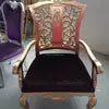 Load image into Gallery viewer, new design luxury wedding rental chair, hotel gold wooden armrest dining chair