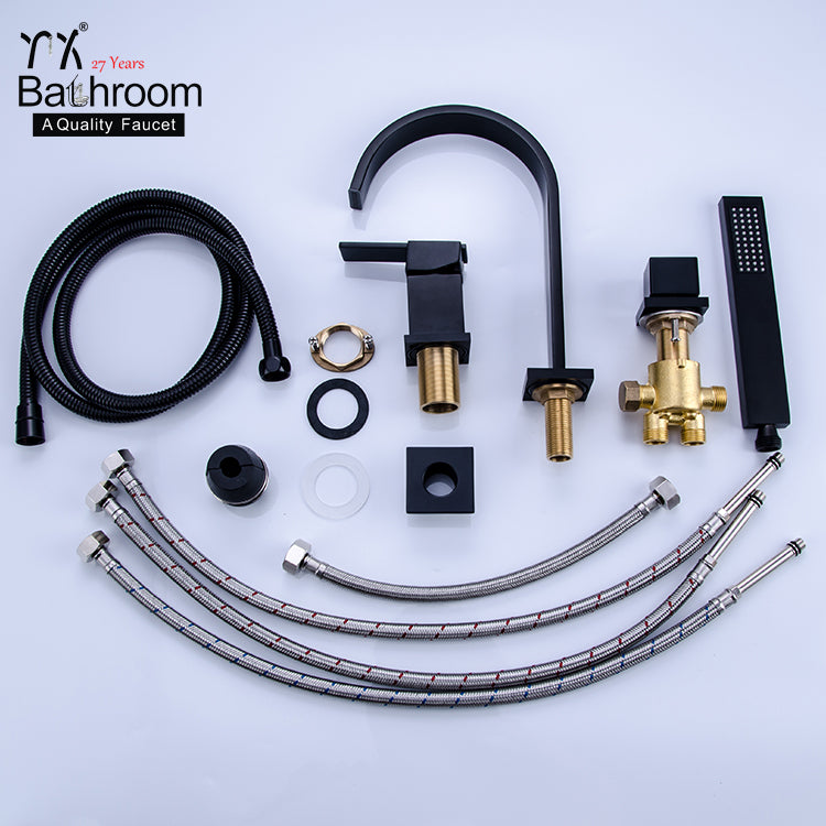 Contemporary deck mounted bathtub shower faucet matte black bathtub faucet