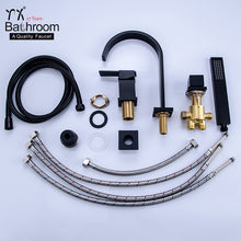 Cargar imagen en el visor de la galería, Contemporary deck mounted bathtub shower faucet matte black bathtub faucet