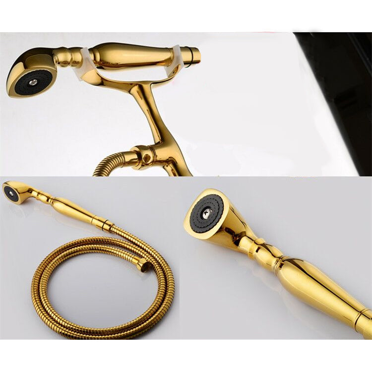 Luxury Floor Mounted gold plated 3 Handle bathtub Faucet