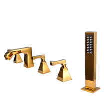 Cargar imagen en el visor de la galería, Brass gold deck mounted bathtub faucet 5 hole bathtub mixer tap