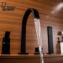 Cargar imagen en el visor de la galería, Contemporary deck mounted bathtub shower faucet matte black bathtub faucet