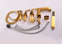 Cargar imagen en el visor de la galería, Brass gold deck mounted bathtub faucet 5 hole bathtub mixer tap
