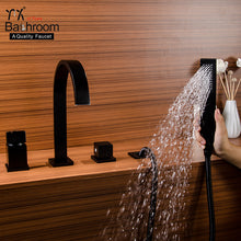 Cargar imagen en el visor de la galería, Contemporary deck mounted bathtub shower faucet matte black bathtub faucet