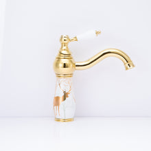 Charger l'image dans la galerie, Elegant Faucet Bathroom Basin Ceramic White and Gold Faucet