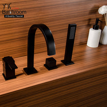 Cargar imagen en el visor de la galería, Contemporary deck mounted bathtub shower faucet matte black bathtub faucet