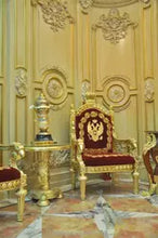 Load image into Gallery viewer, Luxury Solid Wood Gold Plated Throne Chair For Dining Area or Living Room
