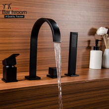 Cargar imagen en el visor de la galería, Contemporary deck mounted bathtub shower faucet matte black bathtub faucet