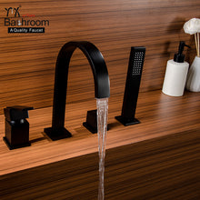 Cargar imagen en el visor de la galería, Contemporary deck mounted bathtub shower faucet matte black bathtub faucet