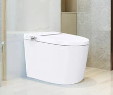 Load image into Gallery viewer, toilet bowl siphon 300mm roughning inn electroplated porcelaine ceramic toilet dual flush rimless wall mounted luxury highend high quality white modern gold black blue pink toilet water closet toilet fixture sanitary ware flush toilet sensor commode potty smart modern egg shape toilet seat