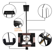 Load image into Gallery viewer, Retro light wooden pendant lamp industrial black metal loft lamps home farmhouse bedroom corrior chandelier lightings