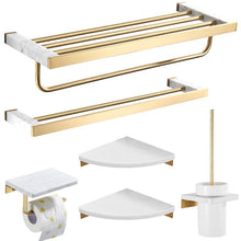 Load image into Gallery viewer, Marble 6 Piece Bathroom Hardware Set Bath Accessories Kit Bathroom Fixtures towel rack set