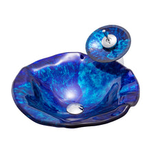 Load image into Gallery viewer, Cabinet Countertop Luxury Hand Wash Bathroom Glass Basin Unit Vessel Sink for Hotel with Faucet and Pop Up Drainer Included