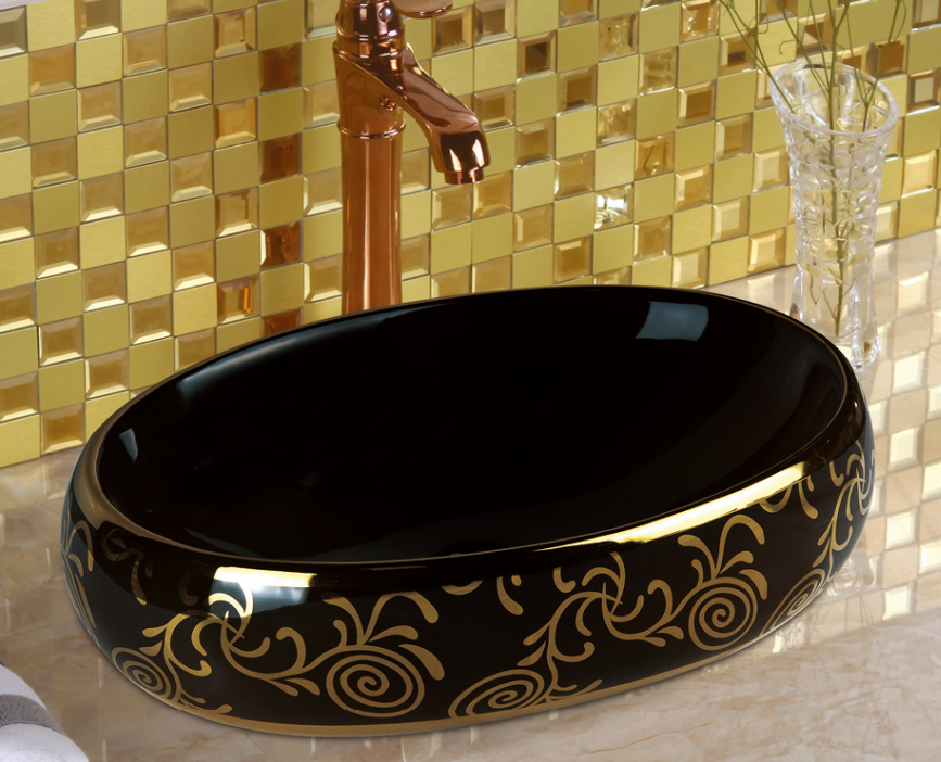 luxury bathroom black gold porcelain wash basin bathroom toilet wash basin