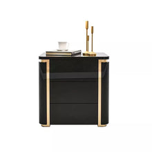 Lade das Bild in den Galerie-Viewer, Led bedside table with top glass touch light, wireless charging, usb port bedside cabinet For bedroom