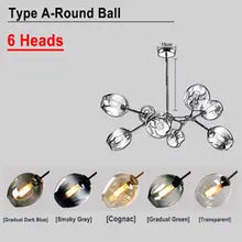 Загрузить изображение в средство просмотра галереи, Nordic LED Chandelier Light Edison Glass Ball Chandeliers Light Fixtures B22 E26 E27 Magic Bean Ceiling Pendant Lamp