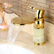 Load image into Gallery viewer, Single Handle Gold Waterfall Bathroom Faucet