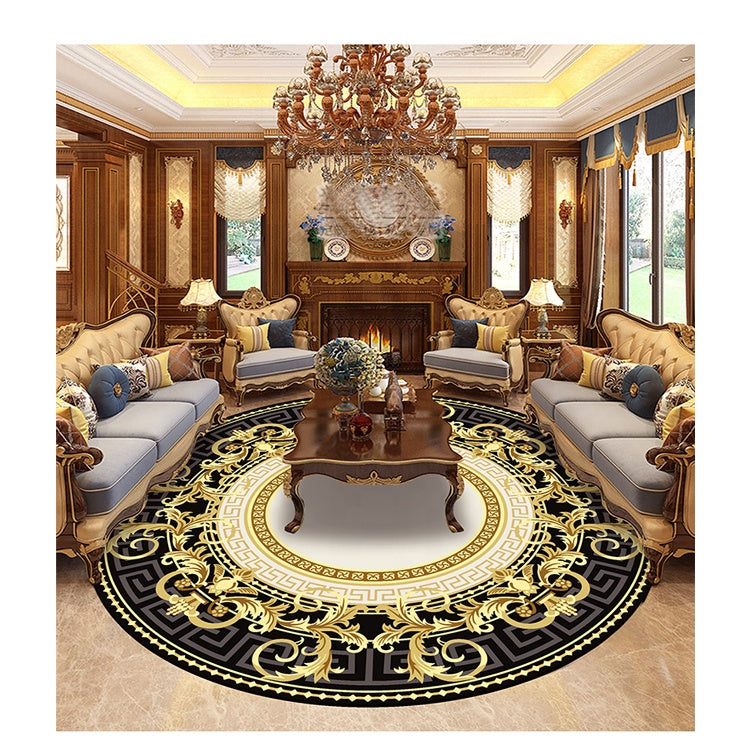 Luxury Round Custom Carpets Flower Wool Silk Washable Rug