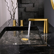Charger l'image dans la galerie, Dual Handle 3 Holes Golden Hot Cold Antique Faucet Waterfall Single Handle Gold Faucet