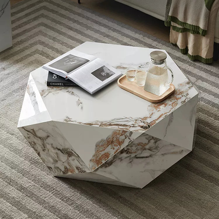 minimalist light luxury polygonal faux marble stone coffee table villa small apartment living room modern coffee table
