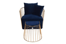 Load image into Gallery viewer, Modern Hotel Metal Gold Brides Veil Lounge Chair and Ottoman