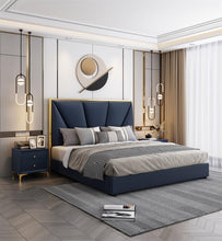 Загрузить изображение в средство просмотра галереи, Latest Luxury Modern Simple Bed Room Furniture Bedroom Set Bed Frame Solid Wooden King Size Fabric Bed