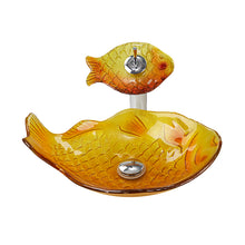 Load image into Gallery viewer, Glass Table Top Sink for Bathroom Vessel Blue Fish Shape with Faucet and Pop Up Drainer Included Basins Sink