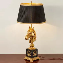 Load image into Gallery viewer, crystal table lamp hand-made light in lost-wax with french style of classic light brass shade cloth lampshade