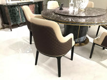 Load image into Gallery viewer, High grade unique design luxury modern wooden 6 chairs marble top round dining table set