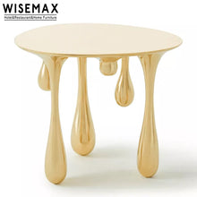Lade das Bild in den Galerie-Viewer, Modern dining room gold metal Legs top round dining table luxury designer drop shaped dining table for home