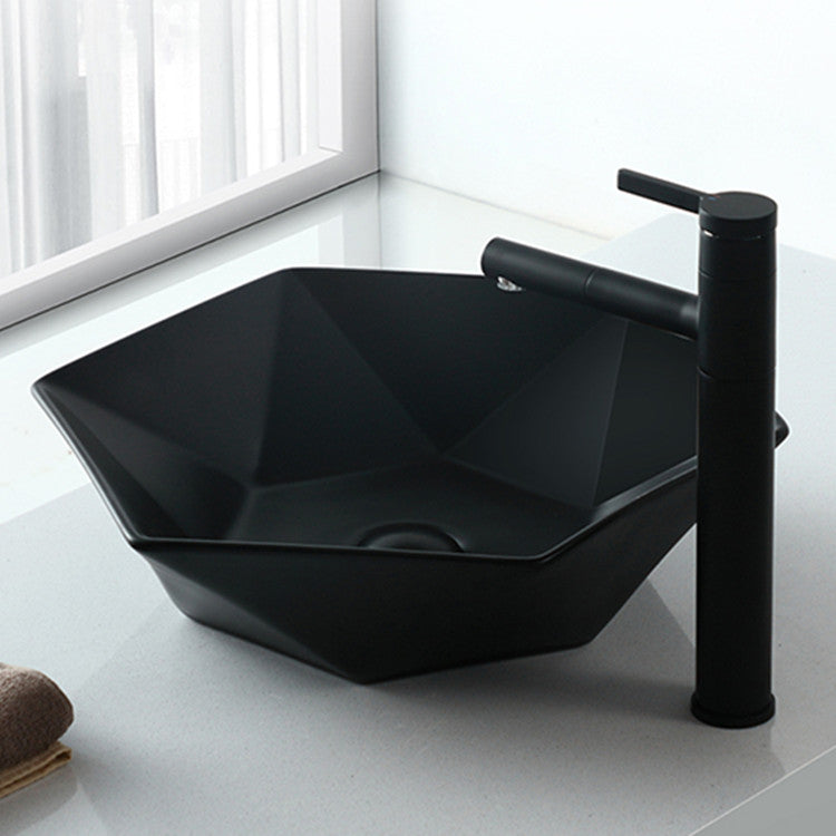 Black Wash Basin Sink Porcelain Matt Black for Bathroom