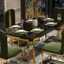 Load image into Gallery viewer, Dining Table Classic Set Furniture Modern Luxury 6seater Stainless Steel and marble Top
