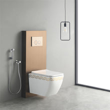 Load image into Gallery viewer, toilet bowl siphon 300mm roughning inn electroplated porcelaine ceramic toilet dual flush rimless wall mounted luxury highend high quality white modern gold black blue pink toilet water closet toilet fixture sanitary ware flush toilet sensor commode potty smart modern egg shape toilet seat
