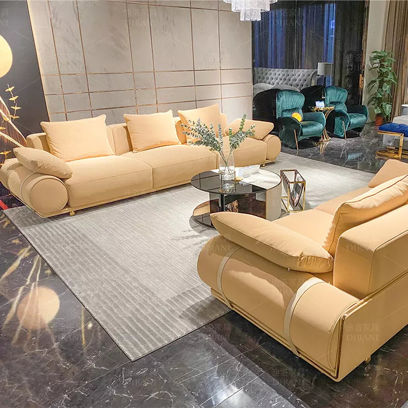 contemporary genuine leather sofa set living room luxury italian desig