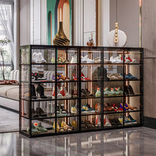 Load image into Gallery viewer, Luxury Large Capacity Storage Shoe Rack Tempered Glass Shoe Cabinet Home Furniture